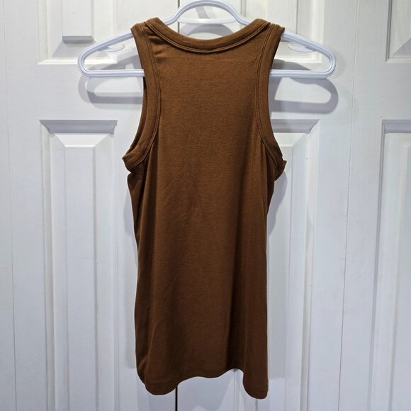NWT Women’s Brown Ribbed Summer Tank Top – Size Small - Picture 2 of 5